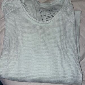 Free People light green waffle flowy shirt